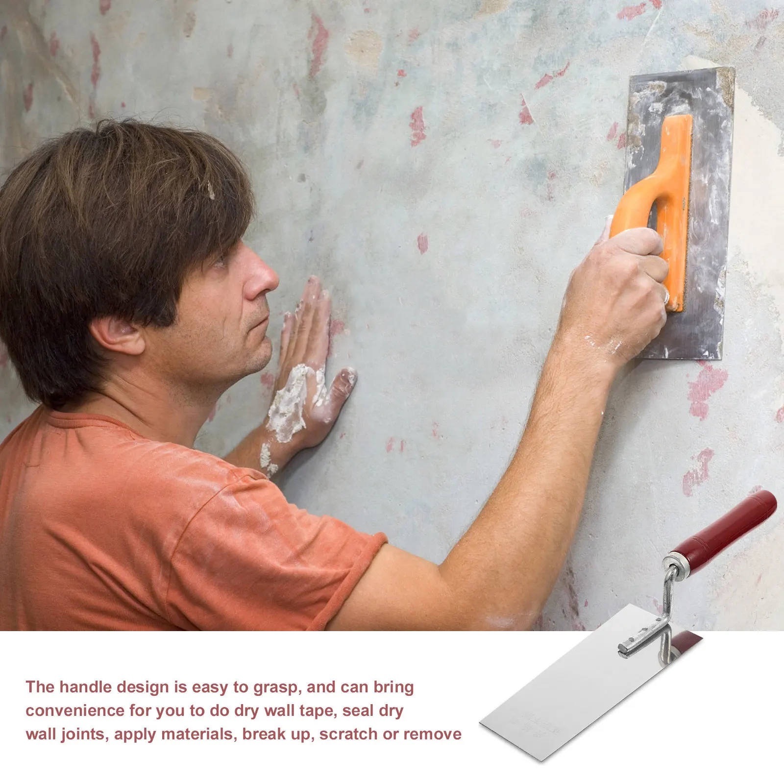 Stainless Steel Putty Knife Scraper with Reinforced Rivets Wooden Handle for Plastering and Repairs