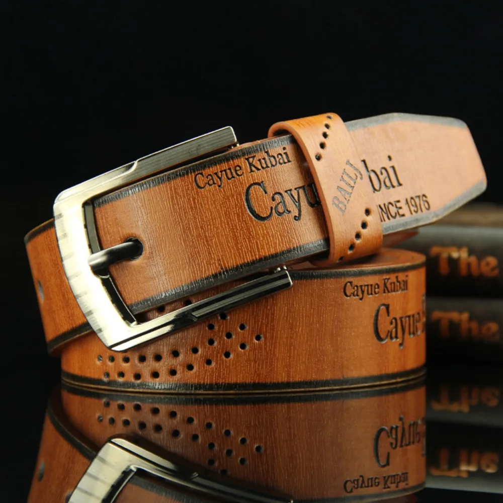 Moda cowboy cinto de couro calças casuais bandas vintage cintos de negócios all-match pino fivela cinto masculino