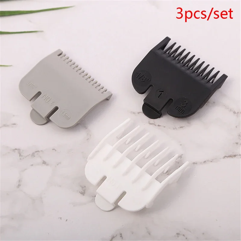 3pcs/Set 1.5mm/3mm/4.5mm Universal Hair Clipper Limit Comb Guide Attachment Barber Replacement Black White Gray