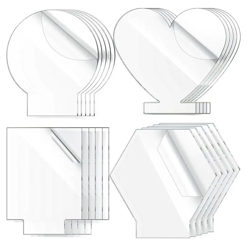 ABXF-20 Pcs 2 Mm Acrylic Blanks For Light Base Plastic Cast Clear Acrylic Sheet Acrylic Panel Sign Blank 4 Shapes Replacement