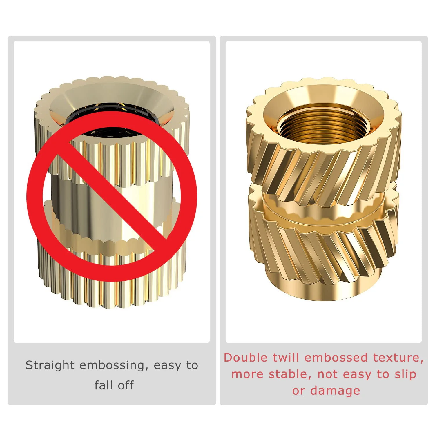 Unique! 120Pcs M3X5.7-OD4.6 Thread Knurled Brass Threaded Heat Set Heat Resistant Insert Embedment Nut for 3D Printer