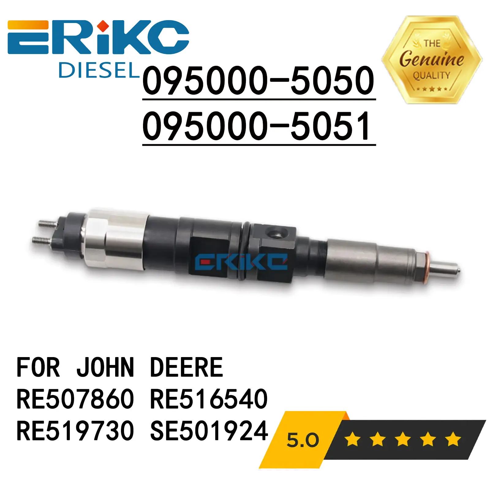 Fuel Injection 095000-5050 095000-5051 Common Rail Diesel Injector RE507860 RE516540 RE519730 SE501924 for John Deere