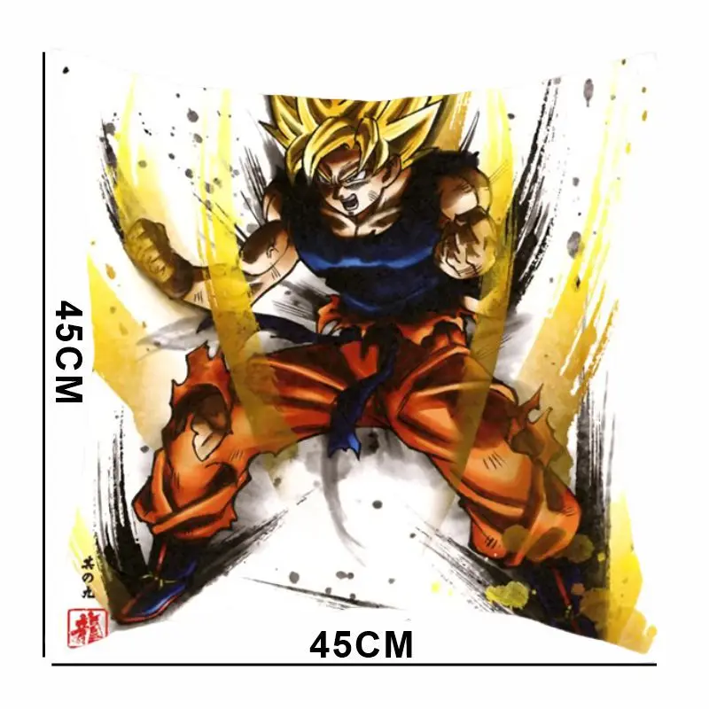 Funda de almohada de felpa corta de Anime Dragon Ball, Son Goku, 45CM, decoración para el hogar, sofá y oficina