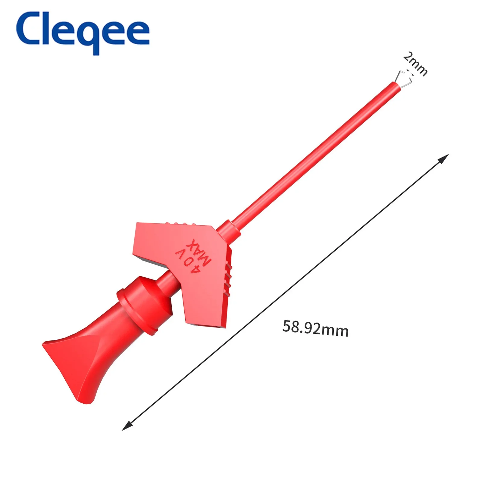 Cleqee P1511B 2PCS SMD IC Test Hook Clip Test Probe Internal Spring Silicone Cable 26AWG with 2mm Socket for Multimeter 20V/5A