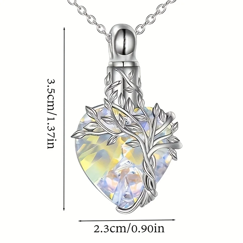 قلادة جرة شجرة الحياة على شكل قلب للرماد مجوهرات جنائزية كريستالية تذكارية هدايا عيد الأم للنساء والأم والأخت والصديق #5