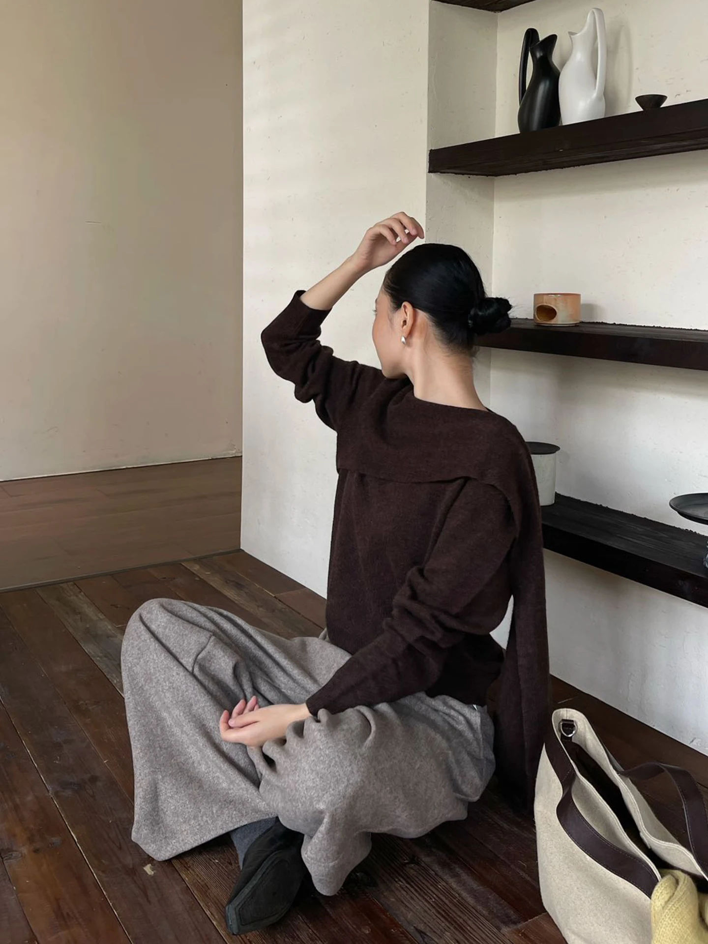 

PURIYH mat Oversized Scarf Collar Knitted Woolen Top Women's Casual Faion Sweater Inner And Outer Wear Autumn Winter