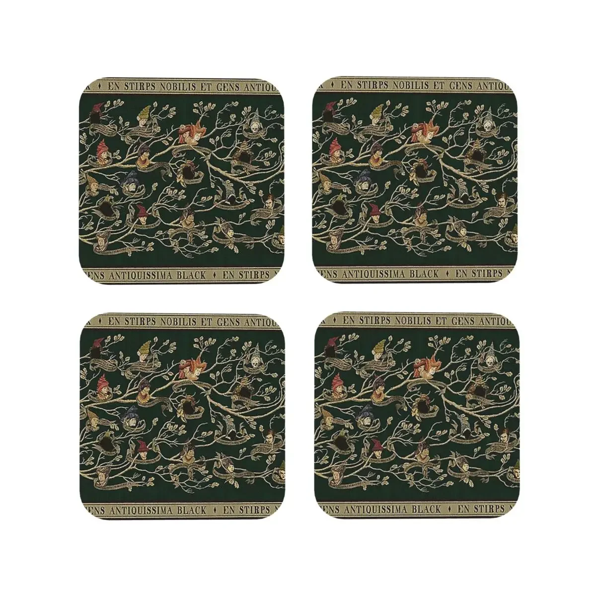 Noble House Of Black Family Coasters Kitchen Placemats Waterproof Insulation Cup Coffee Mats For Home Tableware Pads Set of 4