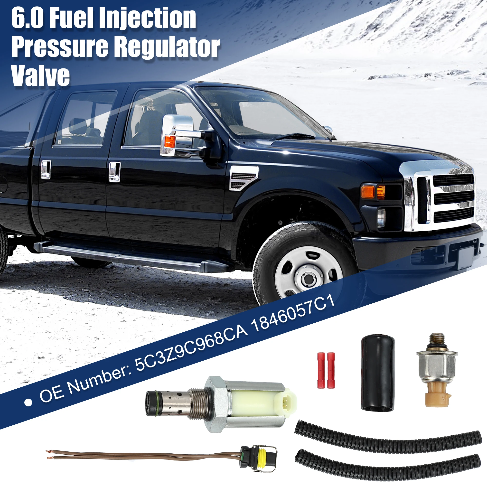UXCELL 6.0L Fuel Injector Pressure Regulator & ICP Sensor for Ford 5C3Z-9C968-CA