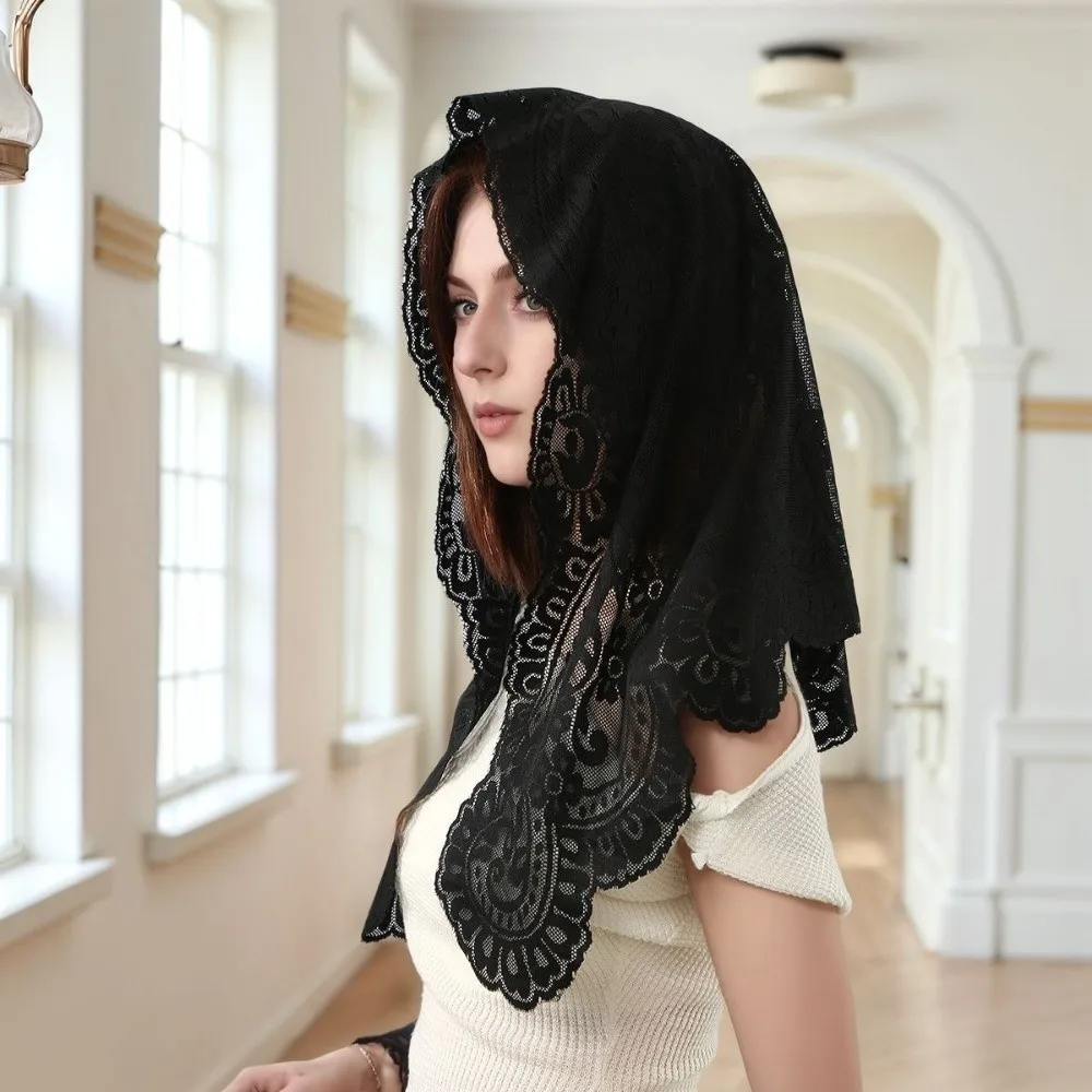 

Vintage White Dot Lace Scarf Thin Embroidery Hair Scarf Headband Head Covering Hair Accessory Scarf Shawl Women