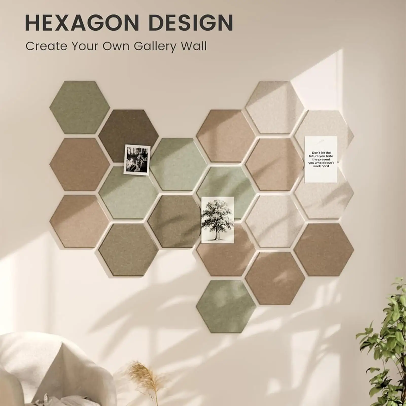 Pin Boards for Walls Hexagon Aesthetic Home Decor Picture Board Acoustic Panels Set for Photo Card DIY Crafts Display Home