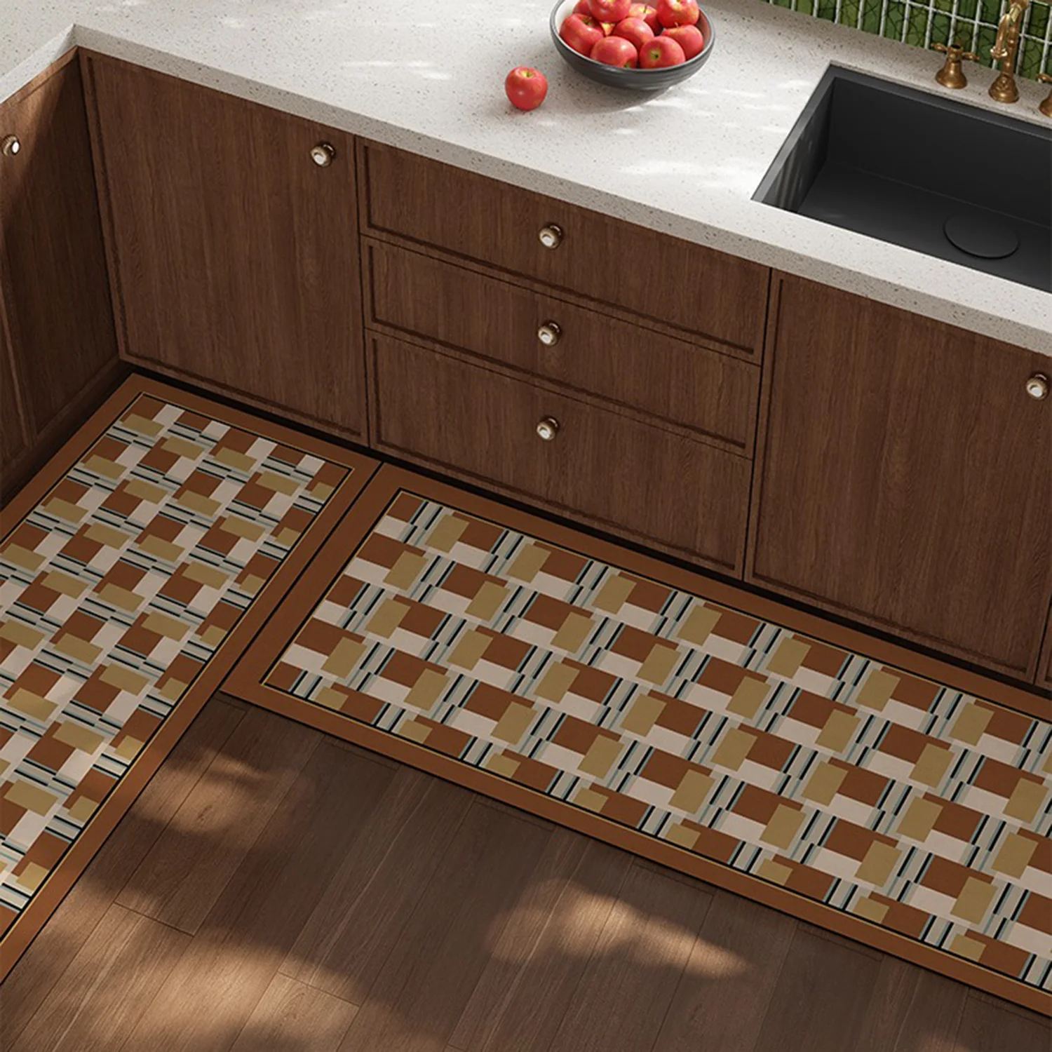 

Checkerboard Plaid Kitchen Floor Mat Long Strip Runner Rugs Non-slip Oil-proof Waterproof Mats Impermeable Washable Rugs Ковер