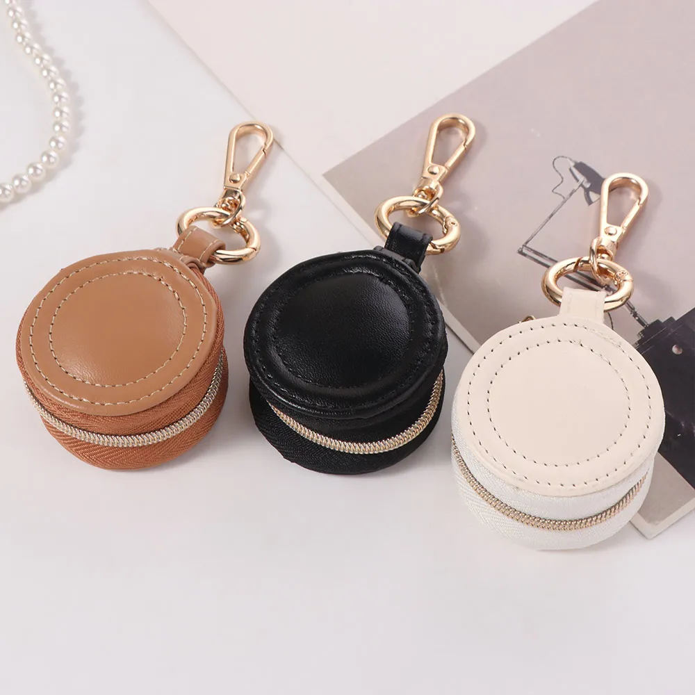

Mini Portable Jewelry Storage Bag Round Necklace Ring Storage Case With Keychain Earring Organizer Display Jewelry Box Gifts