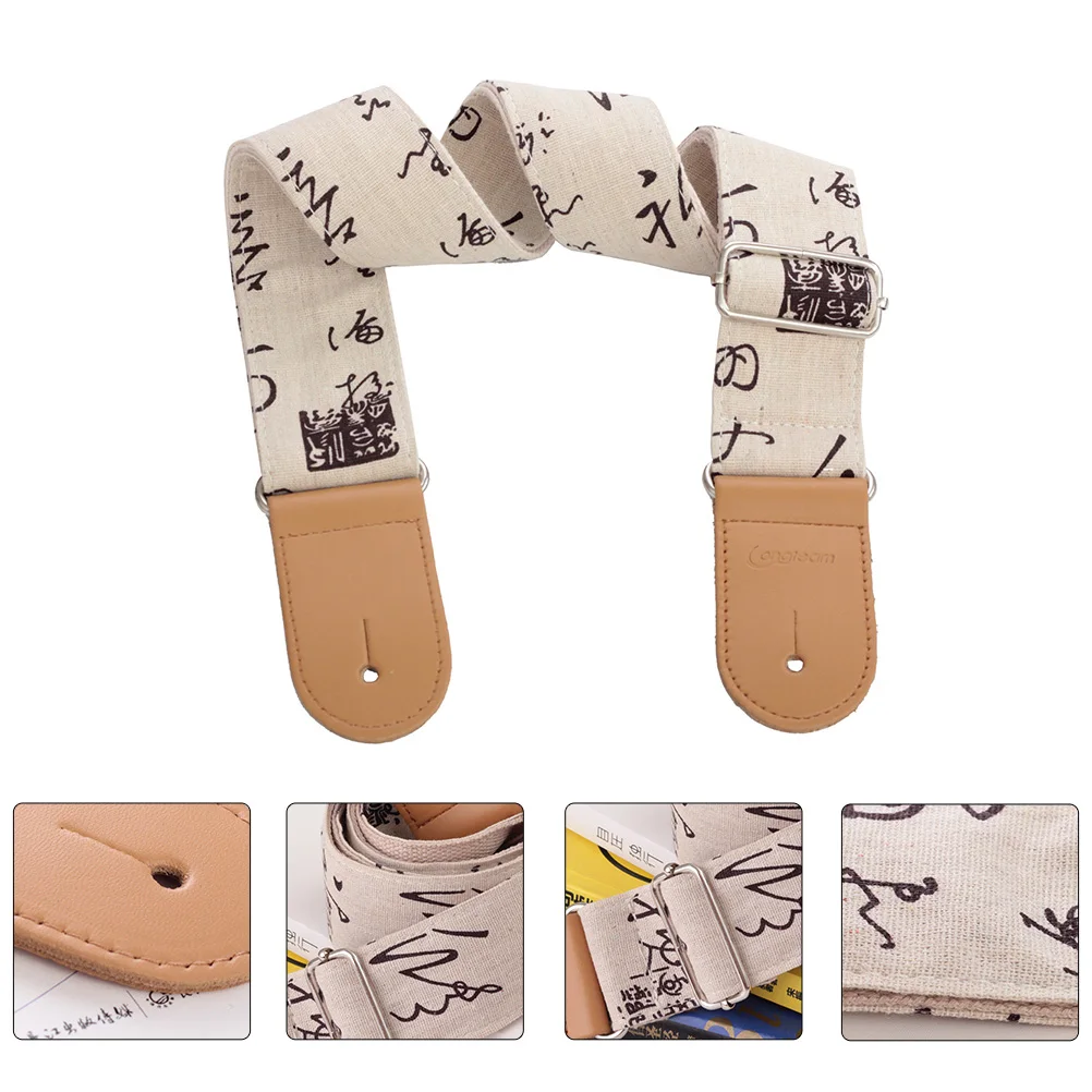 

Cotton and Linen Guitar Shoulder Straps Floral Electric Locks Double Tip Woven Man