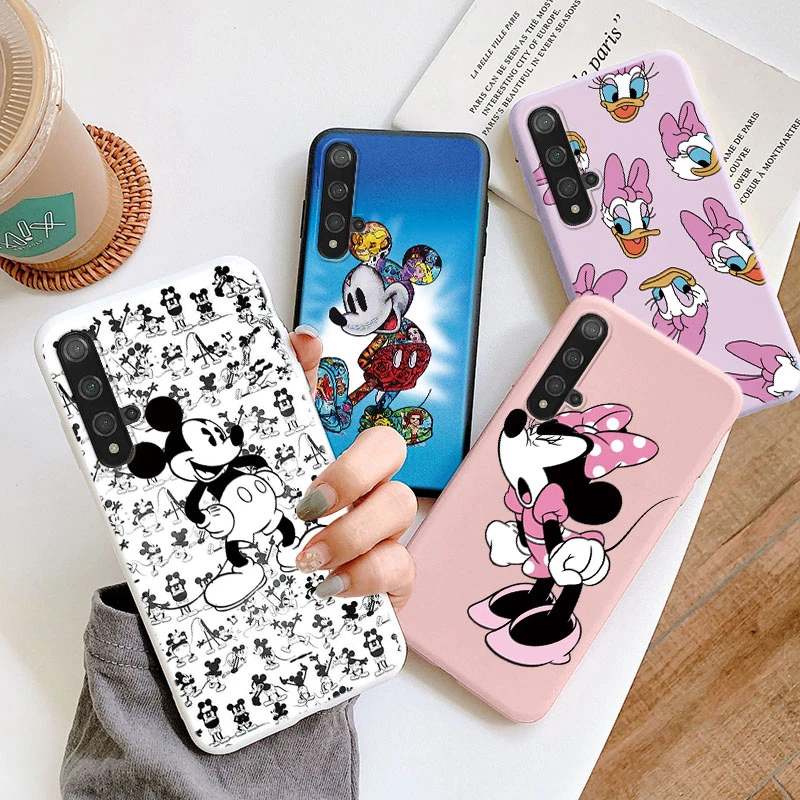 Coque en TPU souple Minnie et Mickey Mouse pour Huawei Nova 5 T, jolie housse de téléphone avec dessin animé, cadeaux pour filles