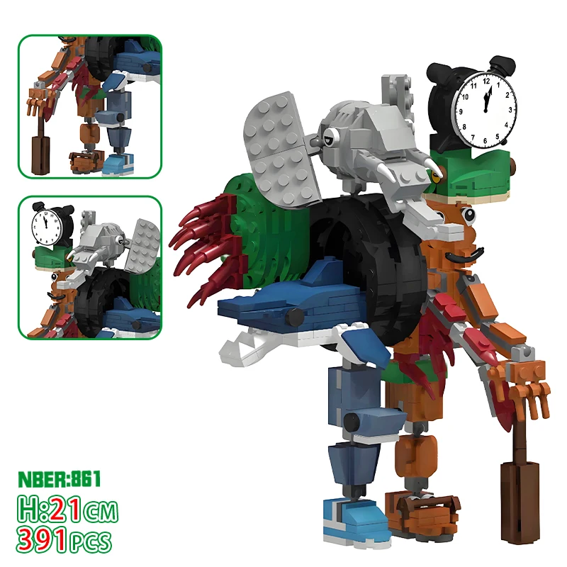 الإيطالية Brainrot Tung Tung Sahur روبوت عصا خشبية اللبنات زخرفة الطوب دمية نموذج للطفل هالوين هدية عيد ميلاد #3