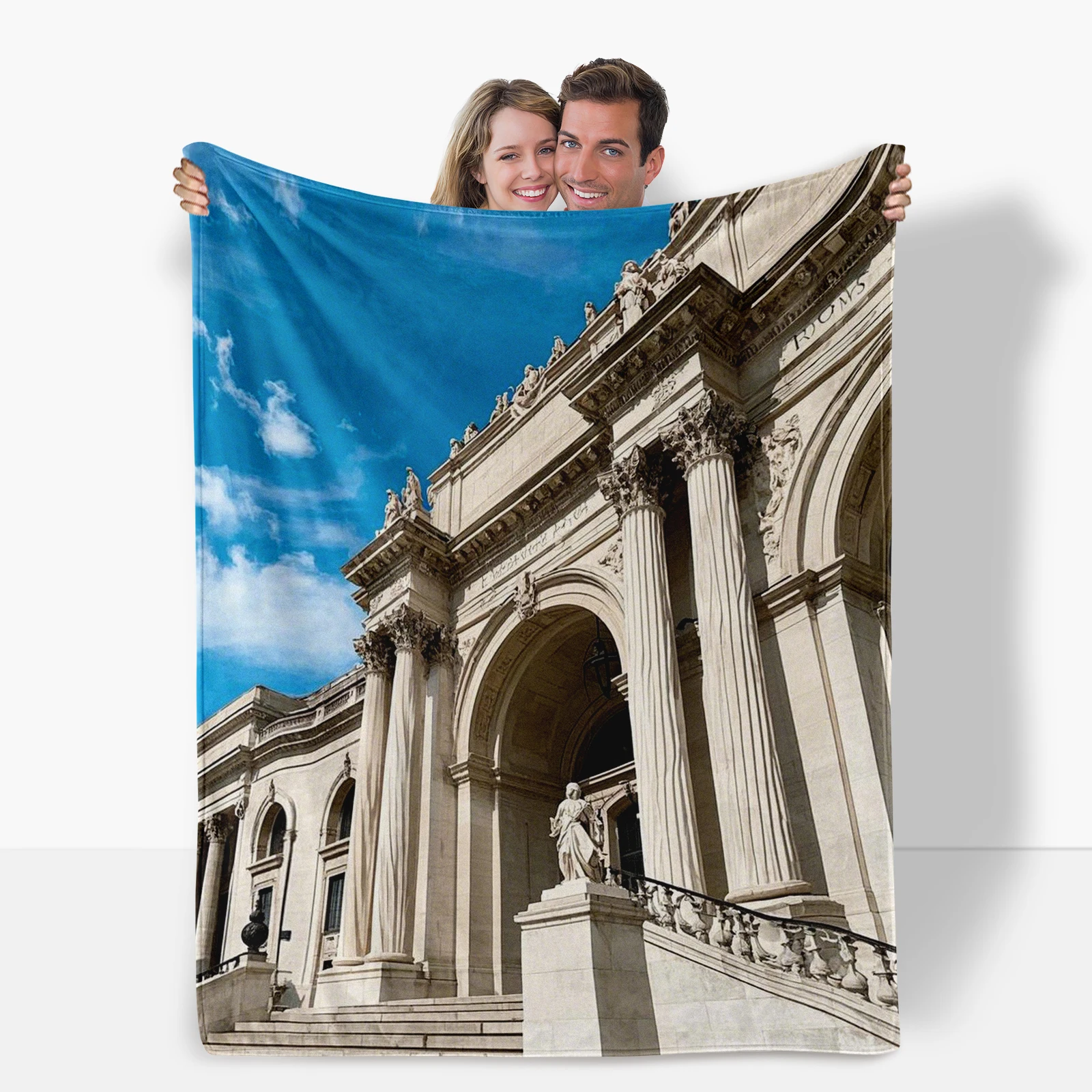 New York Public Library Landmark Pattern Blanket A Wonderful Gift For Friends And Family Soft And Visually Appealing Design