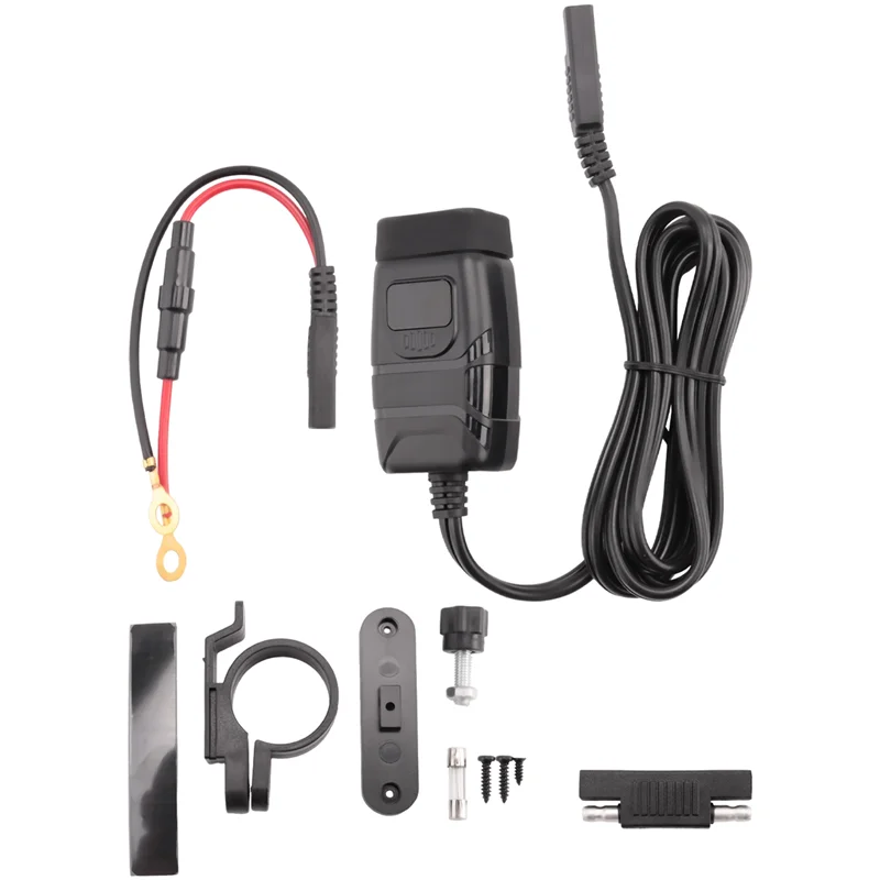 

AB59-Dual USB Type C PD Charger Quick Charge 3.0 Charger Motorcycle USB Charger With Voltmeter & ON/Off Switch