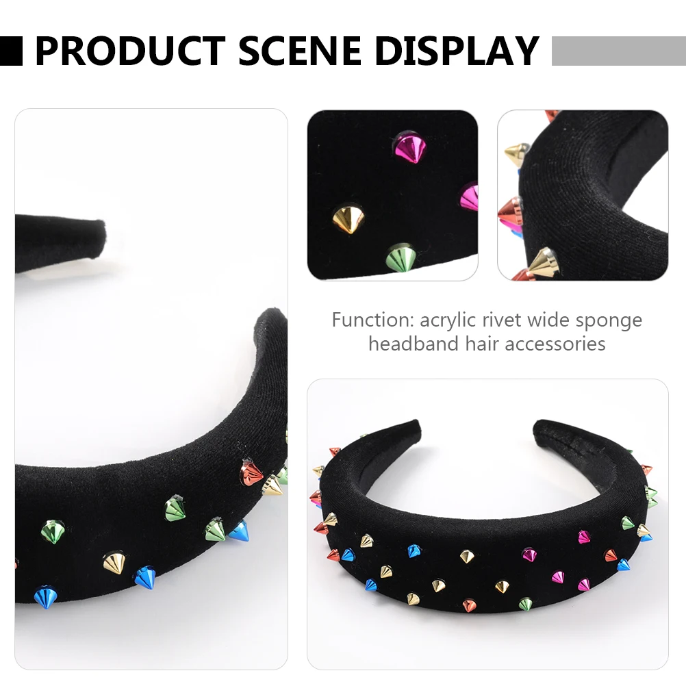 

Wide Headband Hair Accessories Sponge Hairband with Rivet Random Color Comfortable Durable Glamorous Hairstyles Party Concerts