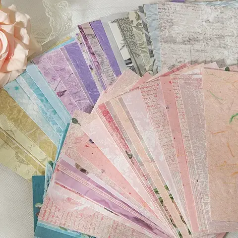 22 Sheets/pack Flower Time Embossed Craft Paper Light Paper Scrapbooking Junk Journal Collage Material Retro DIY Decoupage Paper