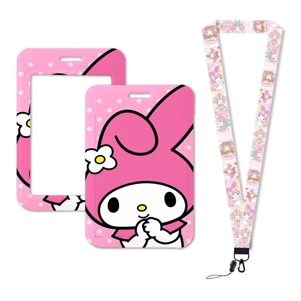 Cute Cartoon Sanrio My Melody Pink Holder Lanyard For Cute Neck Strap Card Id Badge Holder Chain Accessories holesale