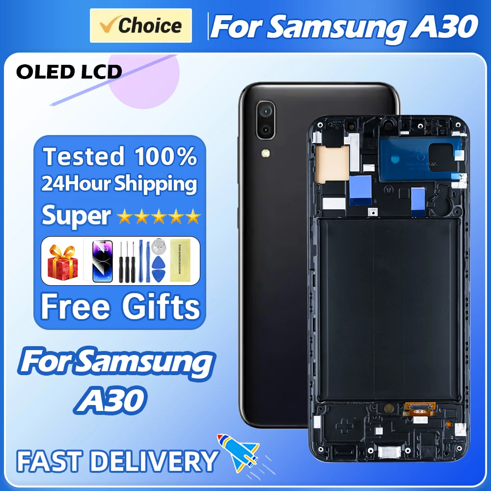 100% Tested Super AMOLED For Samsung A30 2019 A305 LCD Display For Samsung A30 A305F LCD Screen Touch Digitizer Assembly Repair