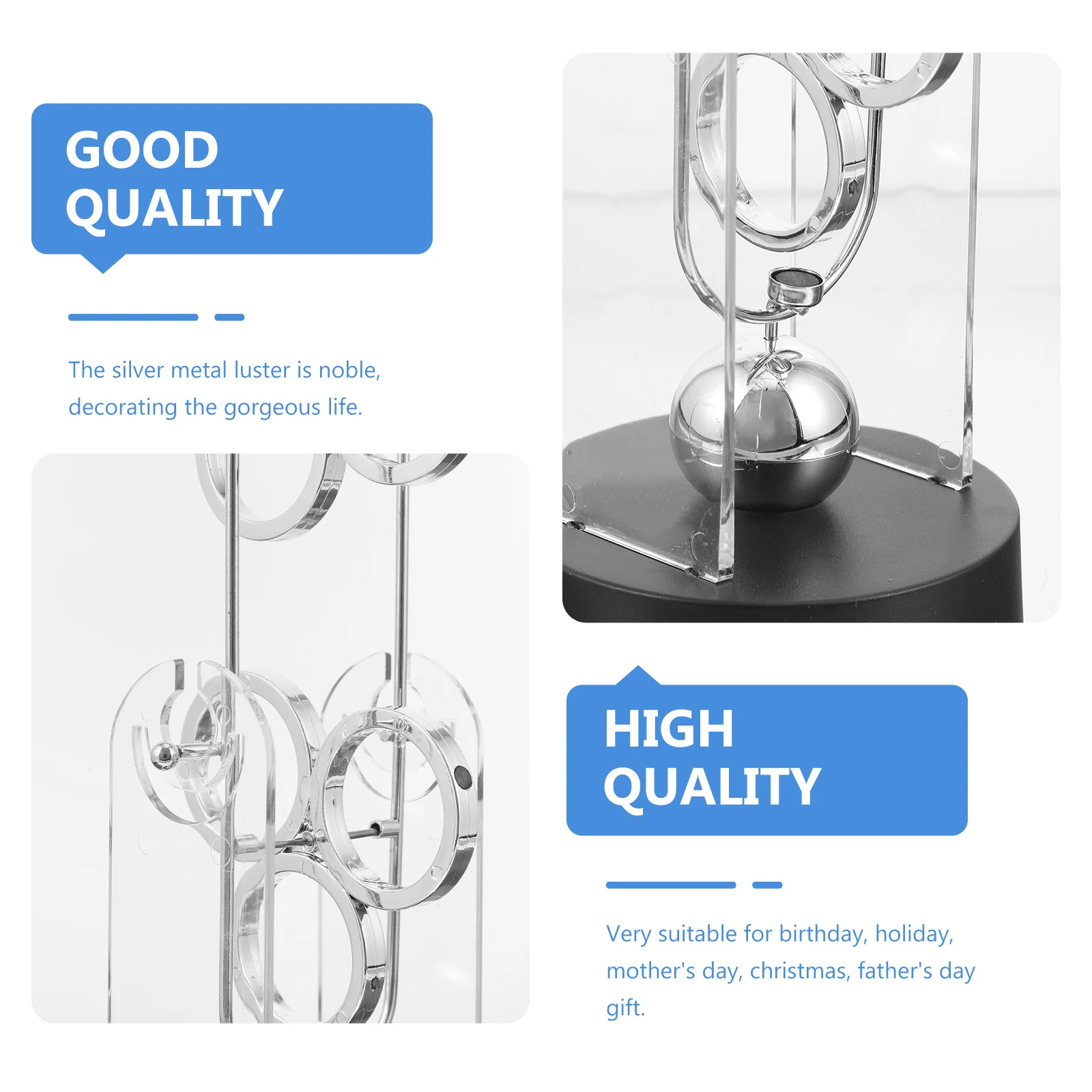 1pc オーナメント プレミアム サイエンス デスクトップ 永久運動装置 ホーム オフィス デコレーション 物理的バランスボール