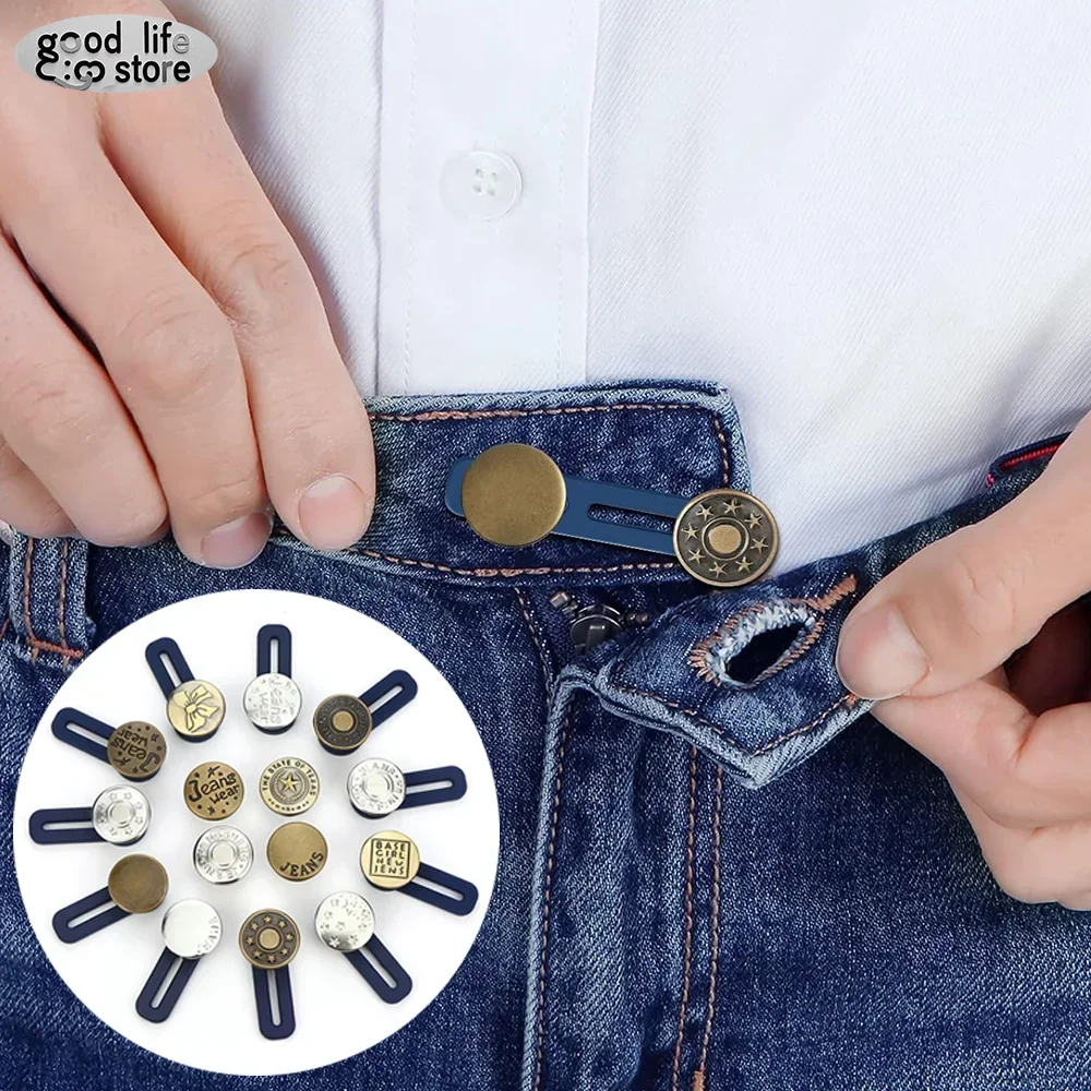 

5pcs Metal Button Extender Perfect To Any Jeans Pants Free Sewing Retractable Jeans Waist Button Extended Buckles Fixing Kit