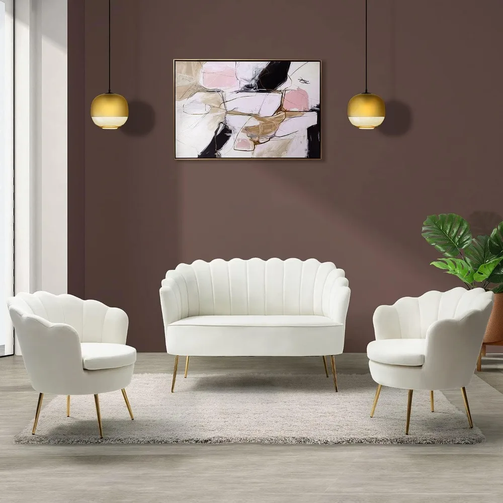 

modern velvet 3-piece living room set: comfortable loveseat and two sofa chairs