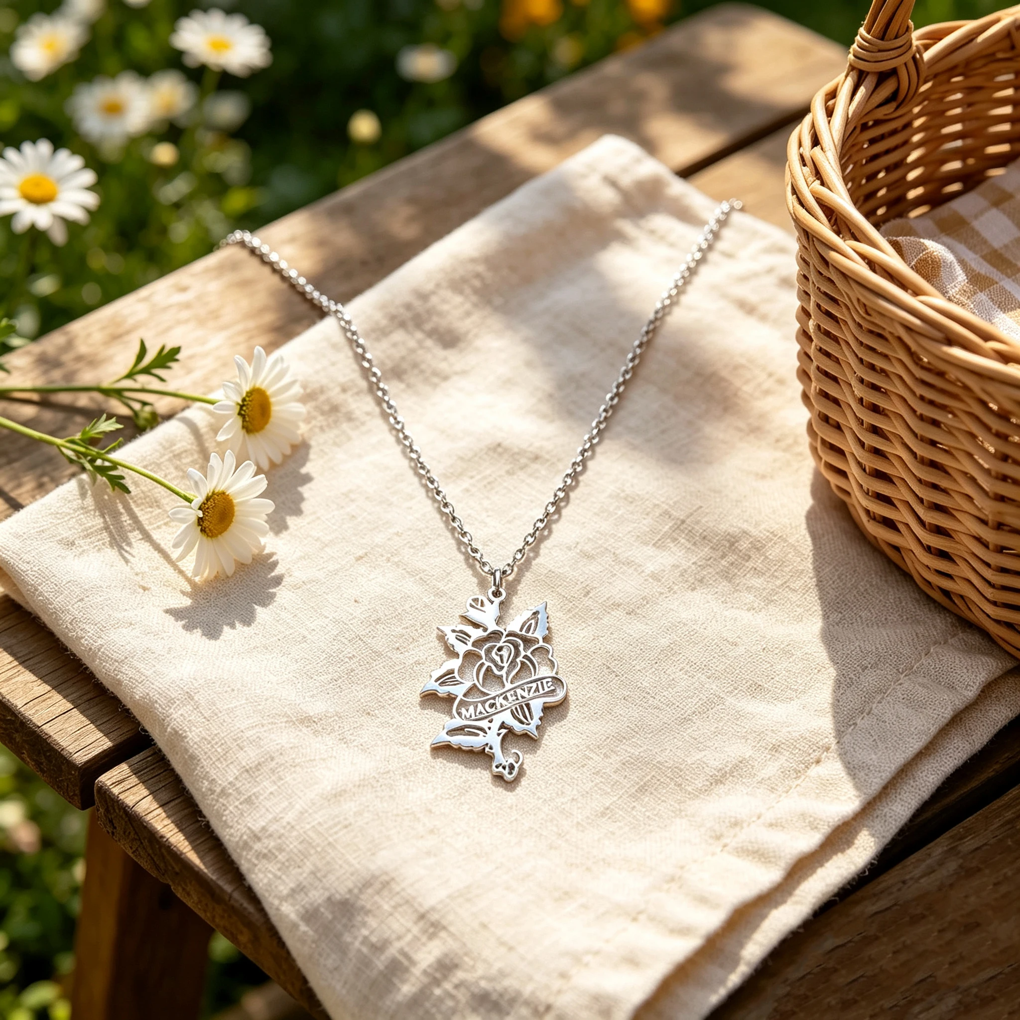Custom Hollow Rose Necklace Personalised Flower Name Choker Bespoke Monogram Necklaces For Women Men Stainless Steel Jewelry New