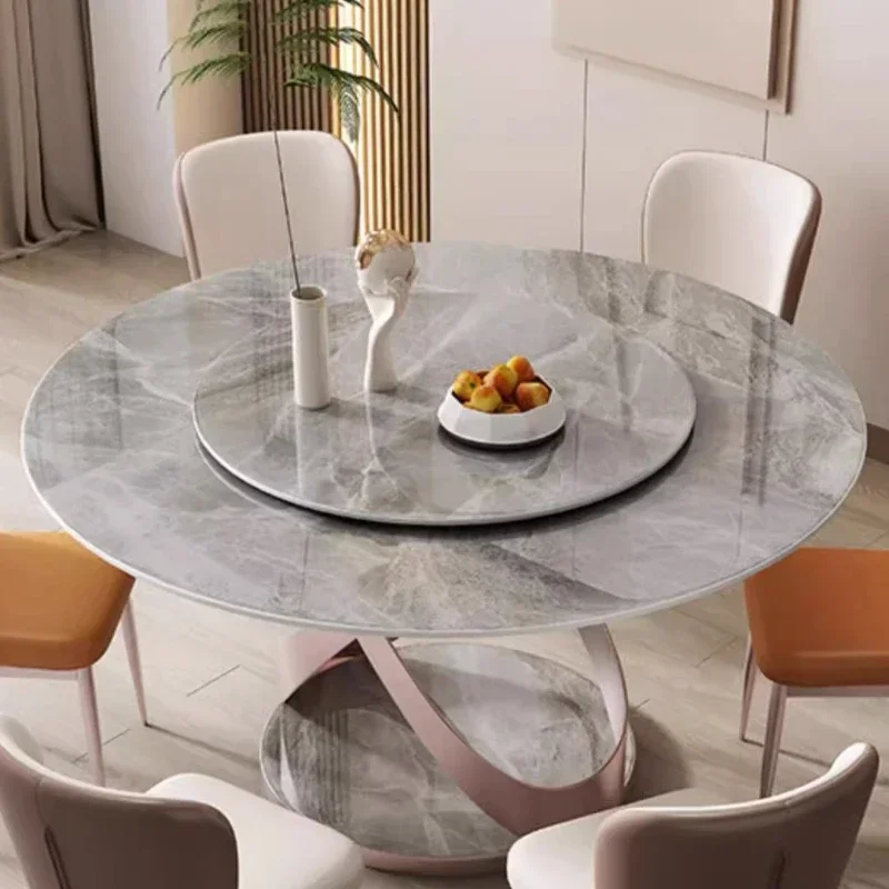 Mesas De Comedor nórdicas De lujo, mesita De noche redonda De pizarra De diseño Simple, Juegos De Comedor modernos De Metal, muebles De cocina,