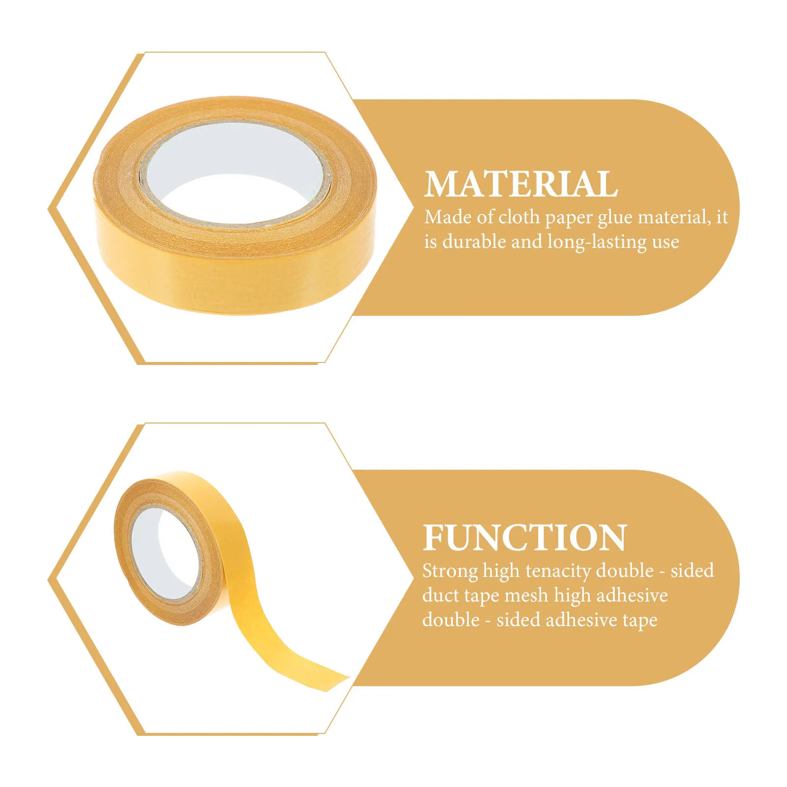 

1 Roll Mesh Design Double-Sided Cloth Adhesive Strong High Adhesion For Carpet Floor Sealing Packaging Repair Binding Yellow 10M