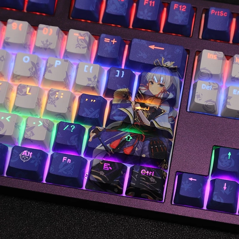 

Anime Keycaps Genshin Kamisato Ayaka PBT For Mechanical Keyboard Backlit RGB Keycap Custom DIY For Cherry Mx Switch 104 Keys