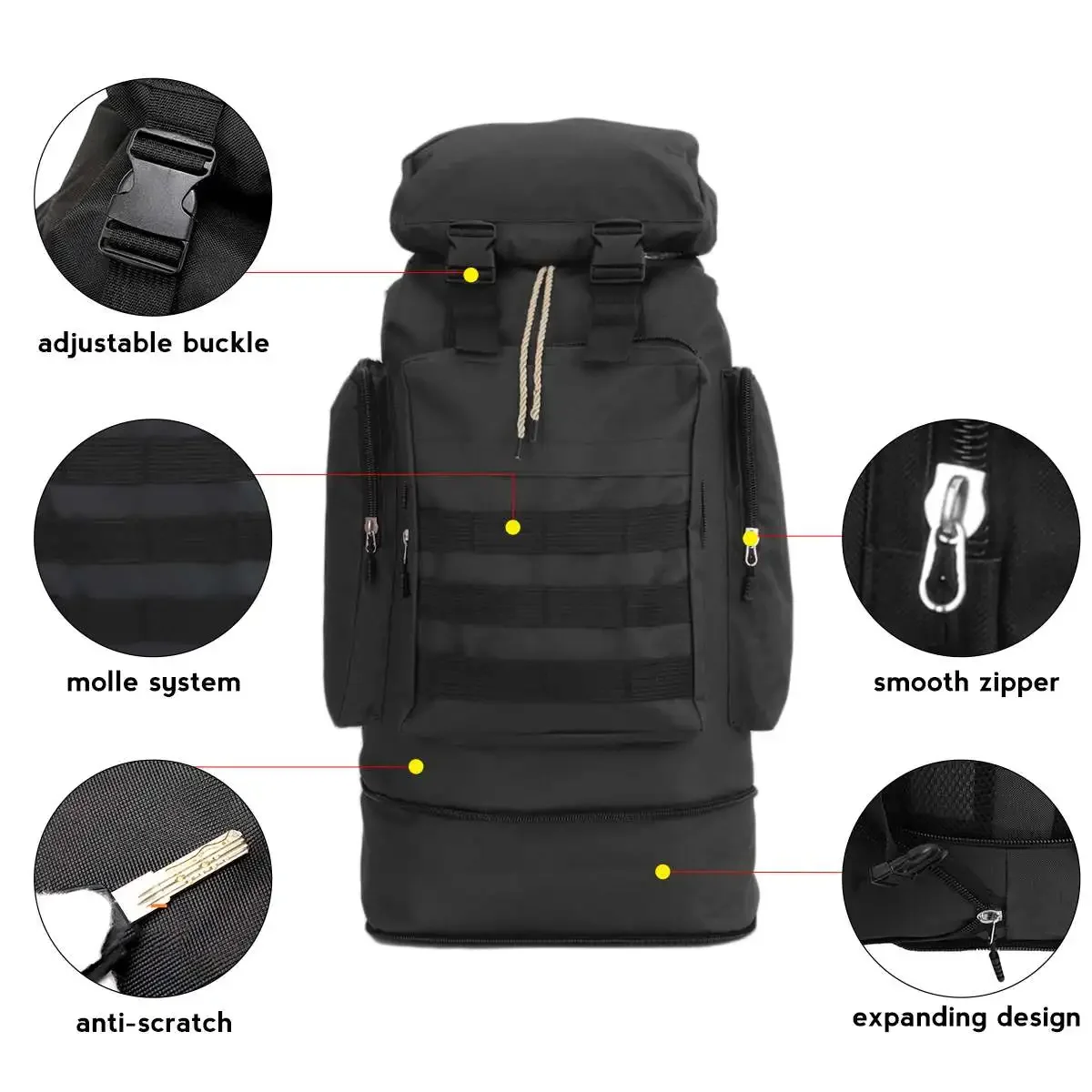 70L Large Capacity Camping Hiking Backpack Waterproof Large Outdoors Bag for Outdoor Hiking Camping Hunting Rucksacks