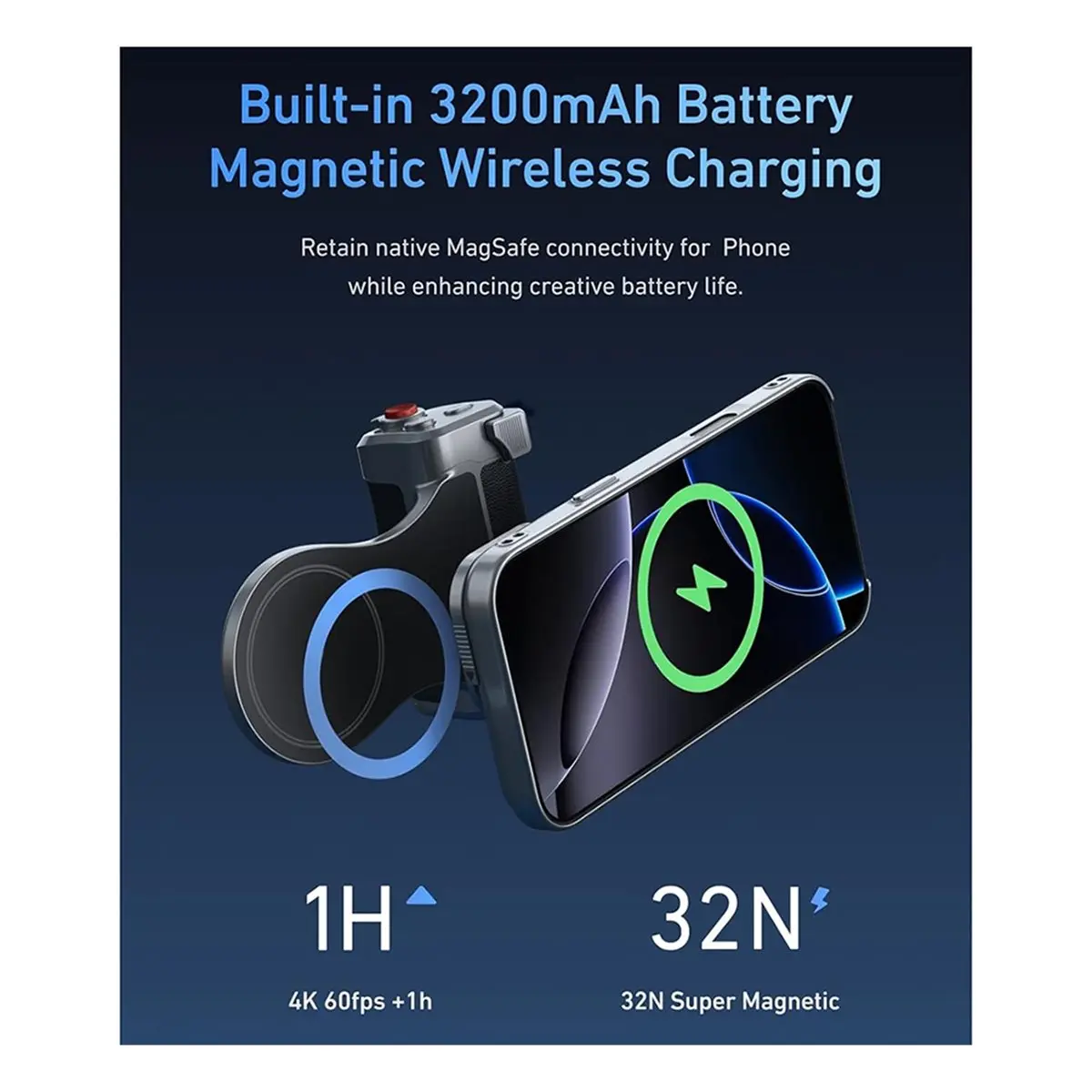 Magnetic Phone Camera Grip for 17 Pro Max, with Selfie Light+ UV Filters, Cooling Graphene Case - Handle Grip