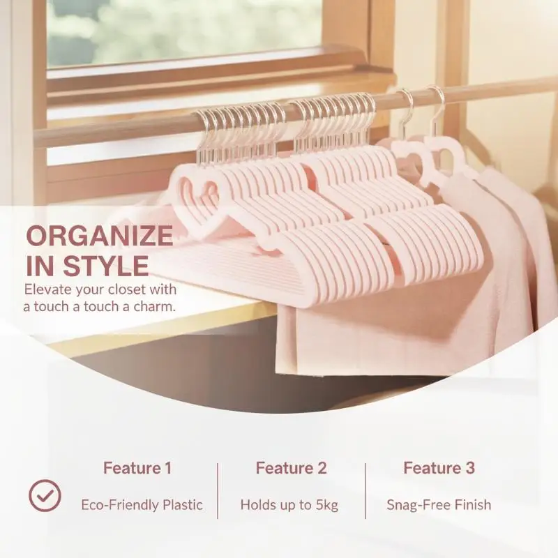 10Pcs Durable Cute Heart Shape Non Slip Clothes Hangers Space Saving Clothing Racks for Closet Dorm Organization