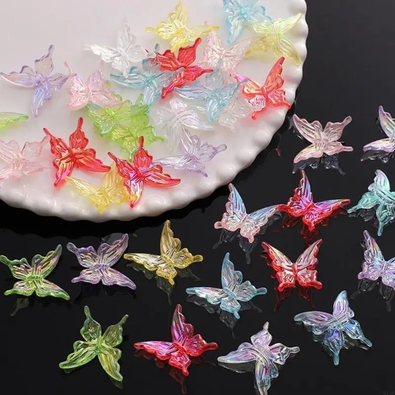 91AF pacote 20 contas borboleta multicolor