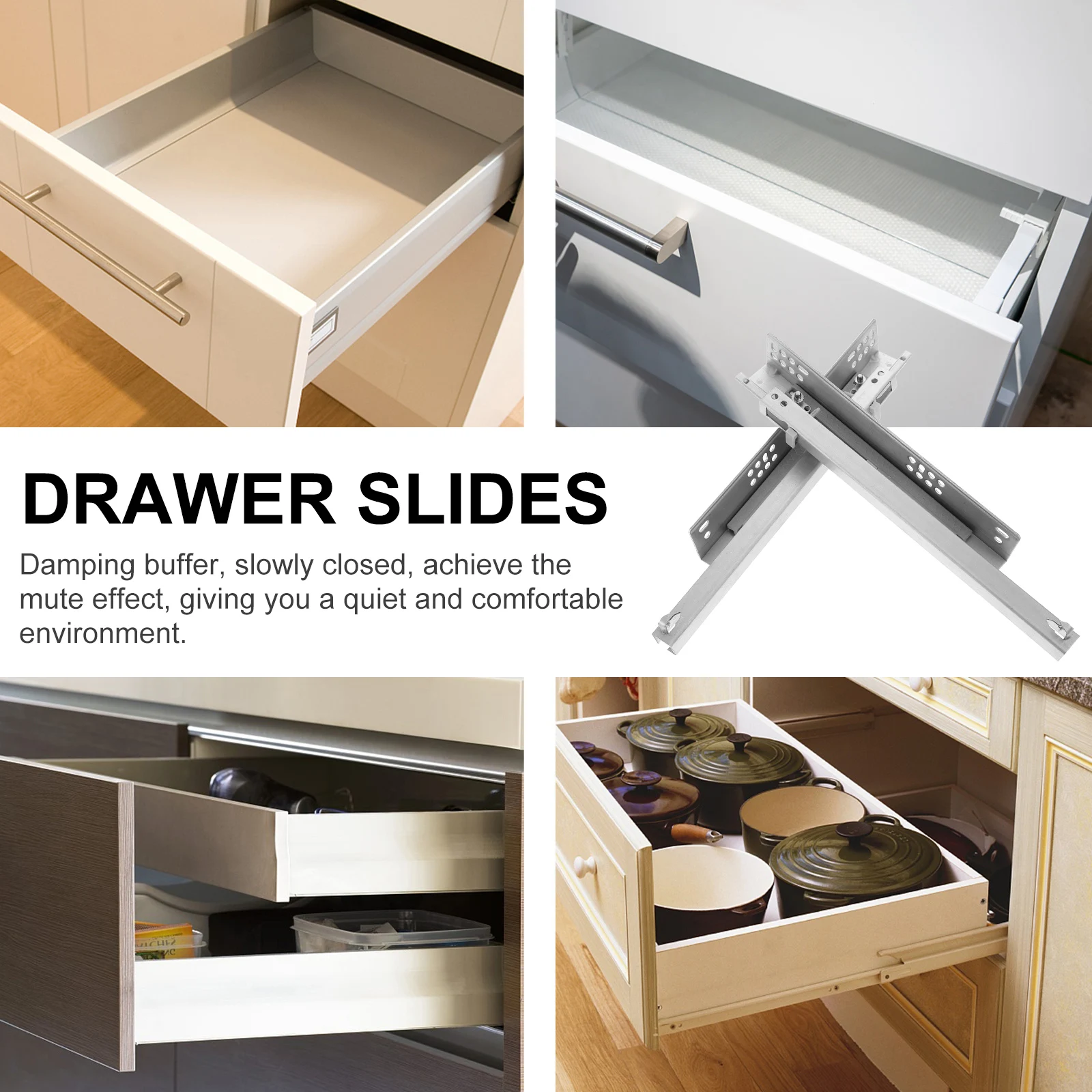 

Heavy Duty Undermount Bottom Slide Drawer Slides Soft Close Rust Resistant Cold Rolled Steel Silent Closure Replacement Dresser
