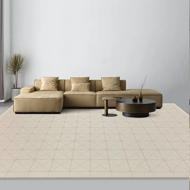 Modern Smooth Real Cowhide Carpet for Living Room Handmade Patchwork Bedroom Area Rug Simple Solid Color Customize Large Carpets