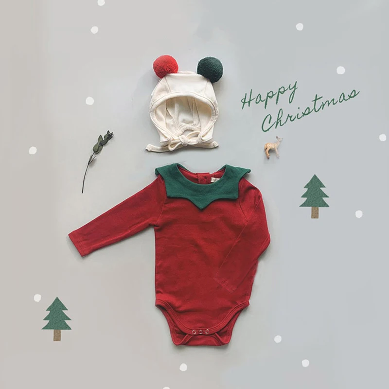 Ins Style Baby Chic Christmas Clothing Sets Romper High Waist Pants Hat Sets Newborn Infant Baby Girl Boy Xmas Outfits