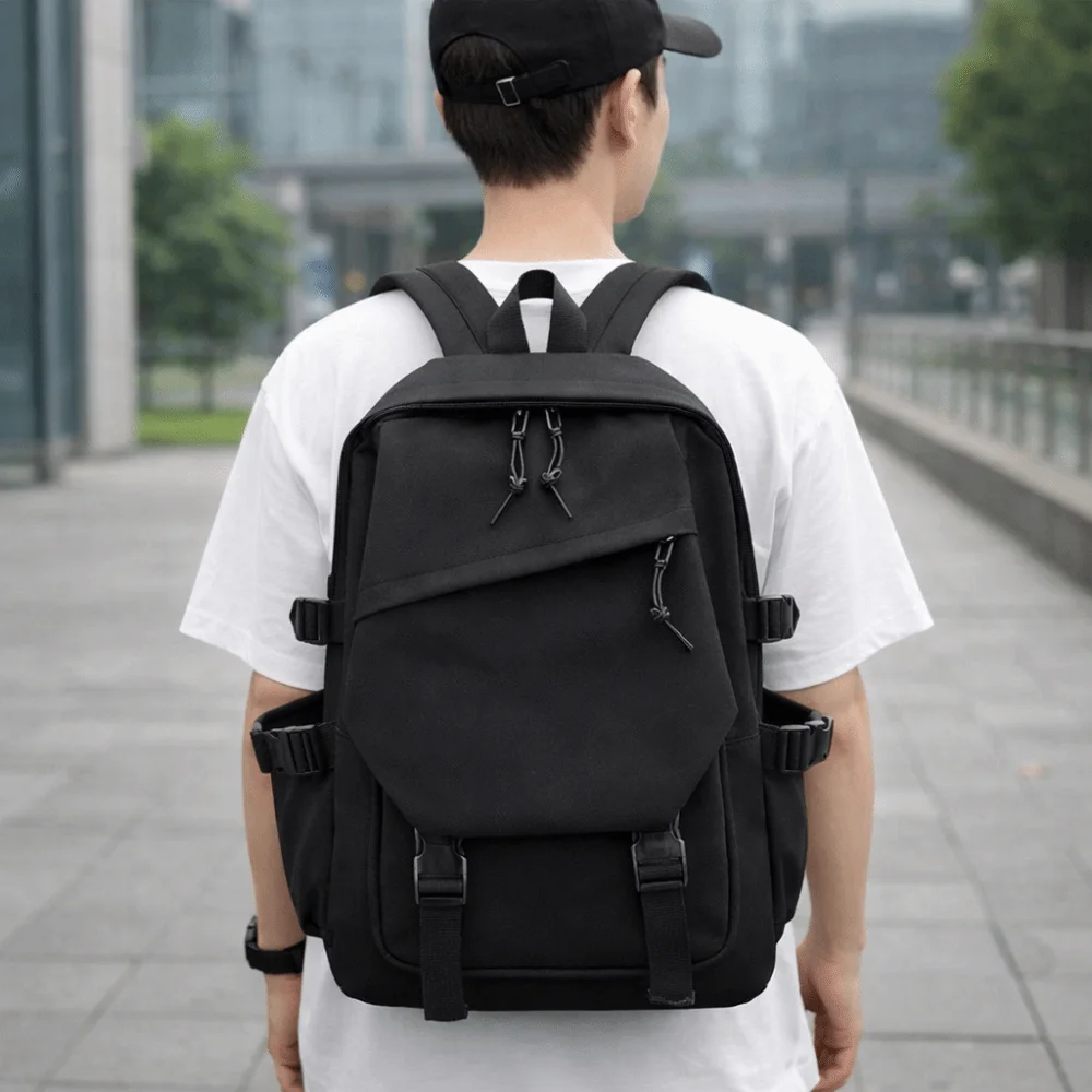 Multi-Function Nylon Backpack Solid Color Adjustable Women Shoulder Bag Large Capacity Korean Style Students Schoolbag Travel