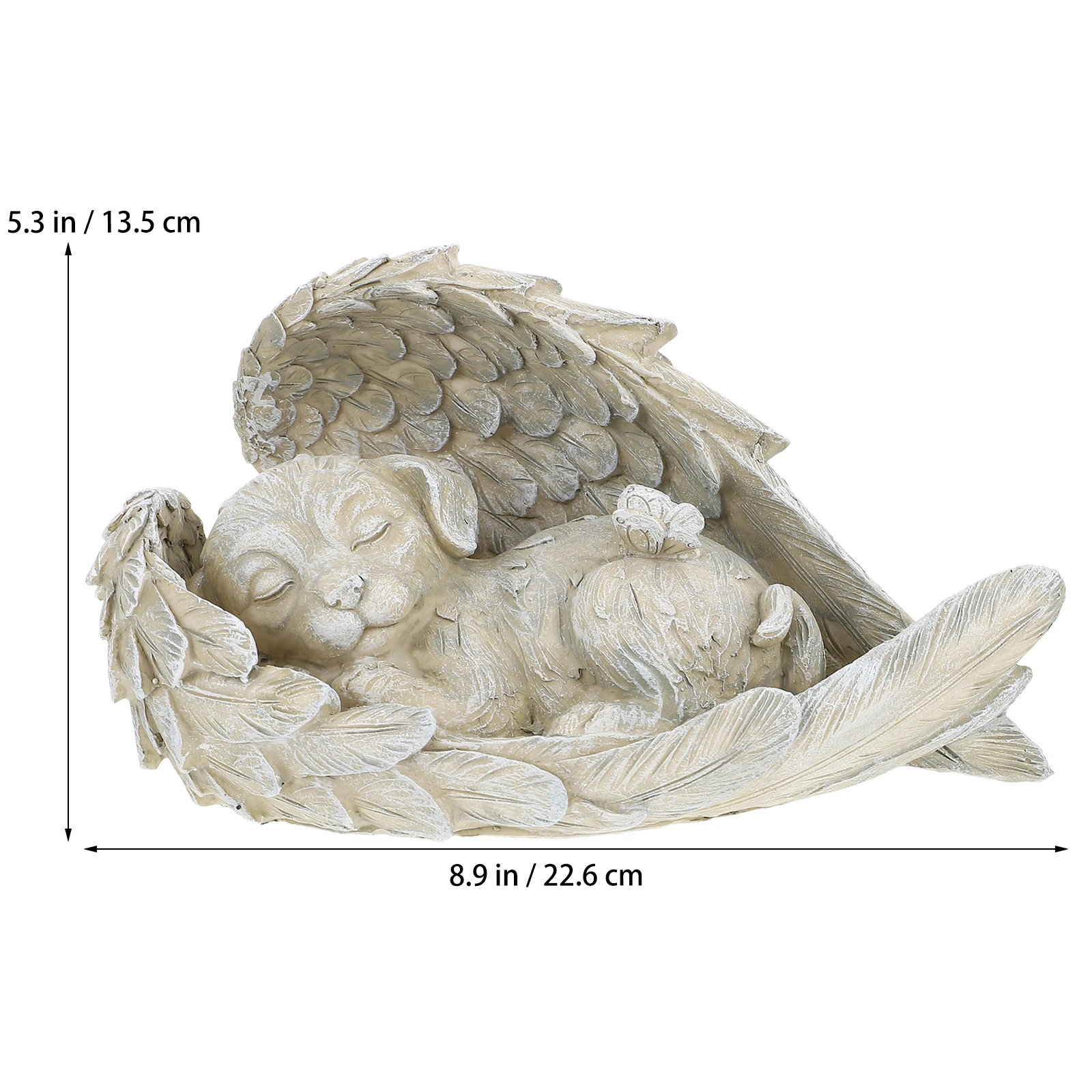 

1pc Angel Dog Figurine Realistic Resin Statue Home Garden Decoration Strong Balcony Courtyard Ornament Mini Model