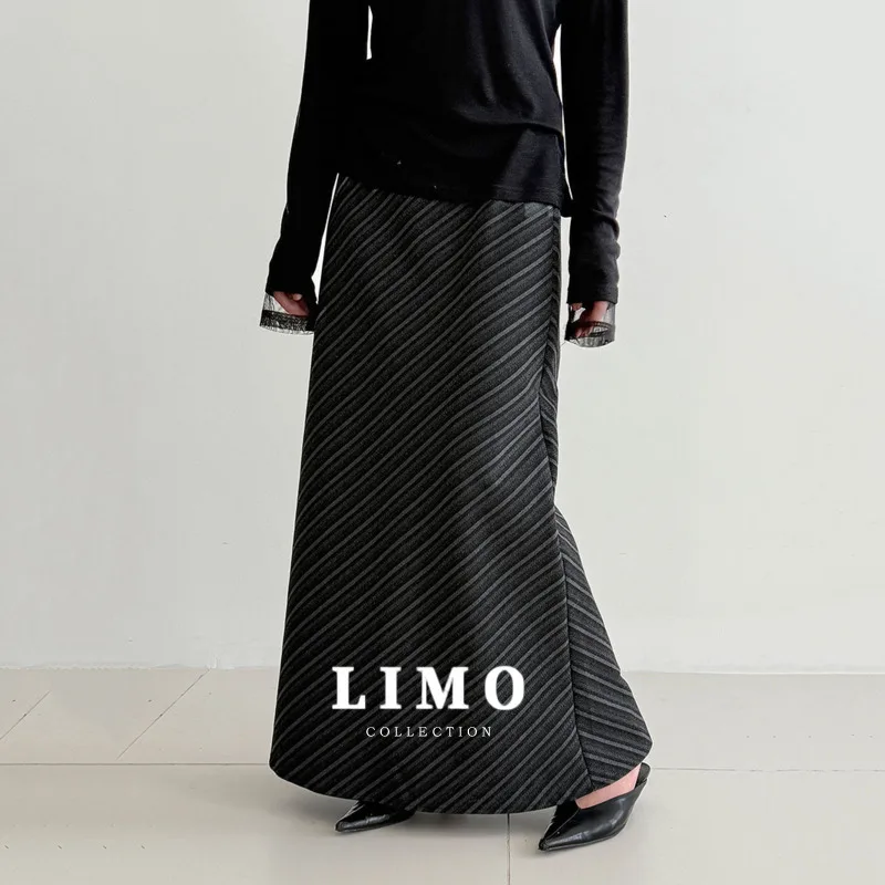

LIMO French Twill Woolen Midi Skirt for Women Autumn Winter New Style Elegant Slimming A Line Bodycon Long Skirt
