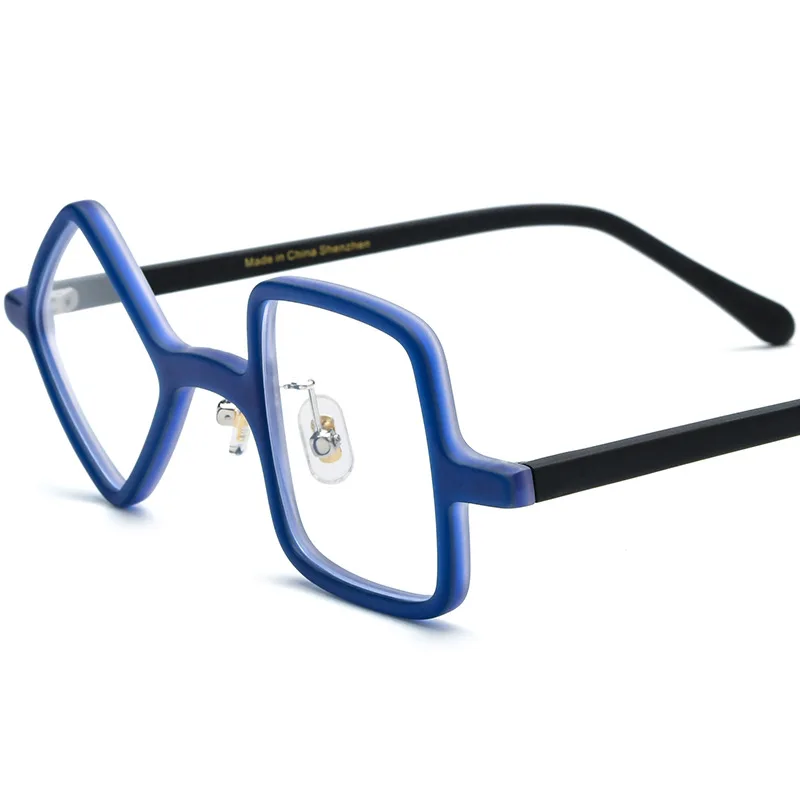 

New Matte Handmade Acetate Titanium Eyeglasses Frame Personalized Irregular Men and Women Multicolor Eyeglasses with Case