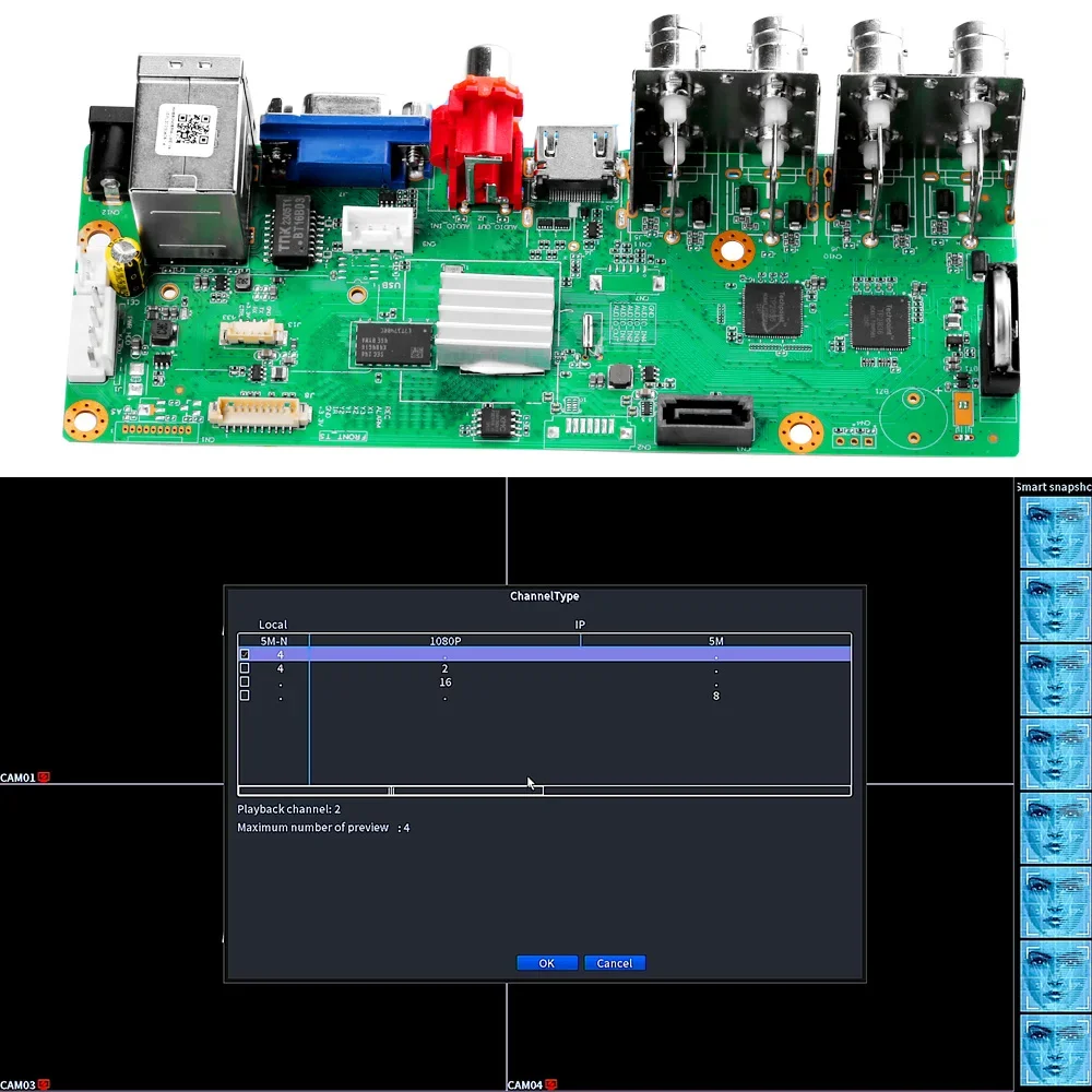 Imagem -04 - Mini Gravador de Vídeo Digital com Câmera Suporte ao Sistema Cctv em Dvr Tvi Cvi Ahd Cvbs Câmera ip 4ch 8ch Nvr 5mp 2mp