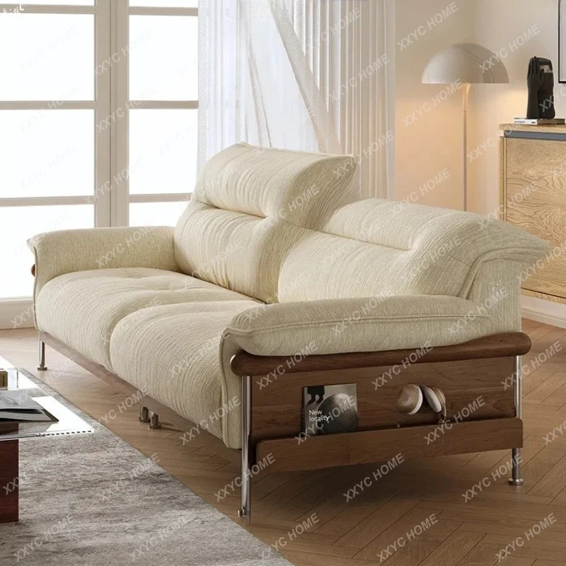 

Cream Style Living Room Chenier Log High Backrest Adjustable Fabric Sofa