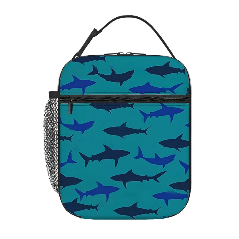 Shark Handheld-Isolier-Lunch-Tasche für Jungen/Mädchen, beste Geschenke, 2D flache Cartoon-Lunchbox-Tasche, Picknick-Tasche