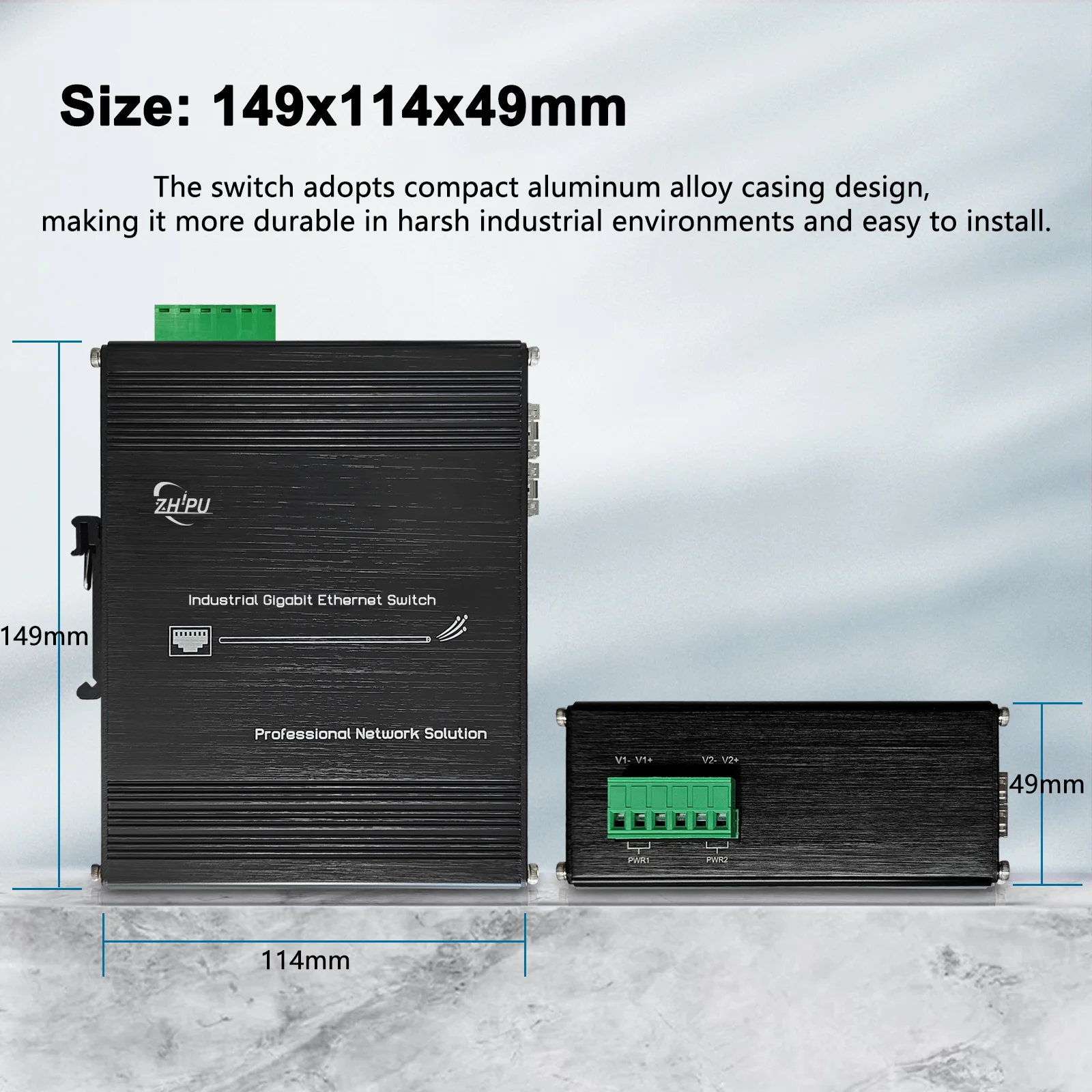 Commutateur Ethernet industriel PoE à 8 ports, rail DIN, avec 4 fentes de déchets 1000Base-X, stérilisation IEEESterilisation 3PG/at 30W jusqu'à 240W 10/100/1000Mbps