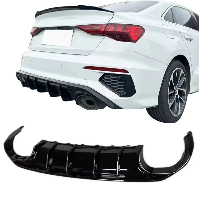 New A3 S3 ABS Glossy Black Rear Bumper Sp Lip Diffuser Carbon Fiber Texture Diffuser for  A3 S3 2008-2024