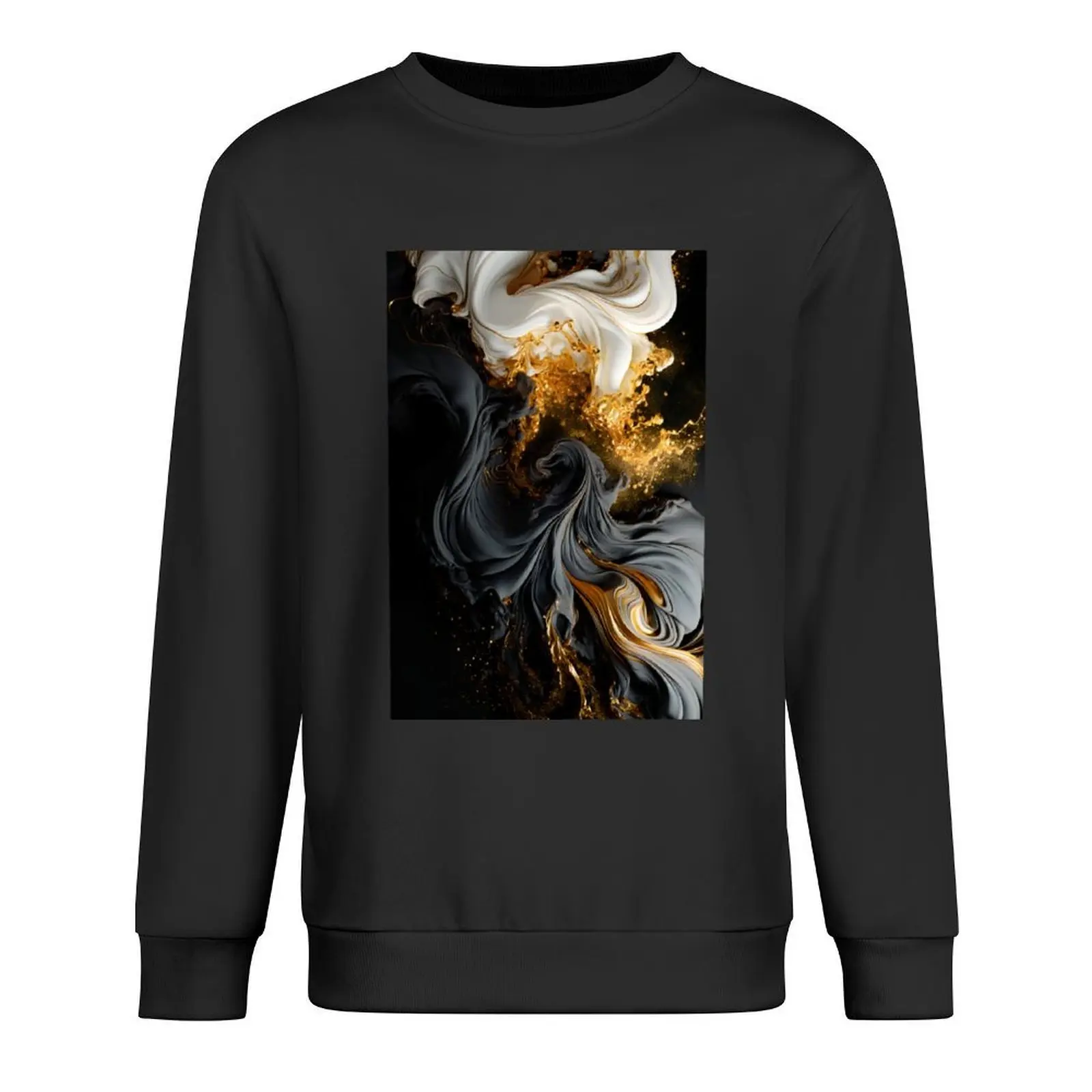 

White, Gold & Black Abstract Glamor Cosmic Contrast Pullover men clothes men's sweat-shirt set men wear oversize sweatshirts