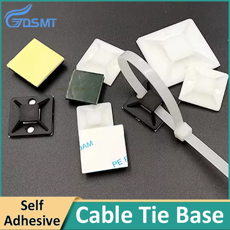 

Самоклеящиеся кабельные стяжки Монтажная база Черно-белое крепежное сиденье для проводки Нейлоновый держатель кабельной стяжки 12x12 мм 21x21 мм 28x28 мм